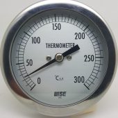 DIAL THERMOMETER 0°C TO 300°C BI-METAL REAR ENTRY S/S 80MM CASE 63MM STEM