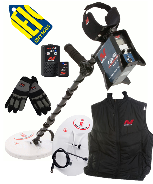 EOFY DEAL – GPX 5000 + ProSonic Audio Module + Minelab Puffer Vest & Digging Gloves