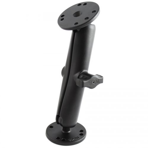 RAM 1″ BALL MOUNT WITH LONG DOUBLE SOCKET ARM & 2/2.5″ ROUND BASES THAT CONTAIN THE AMPS HOLE PATTERN RAM-B-101U-C