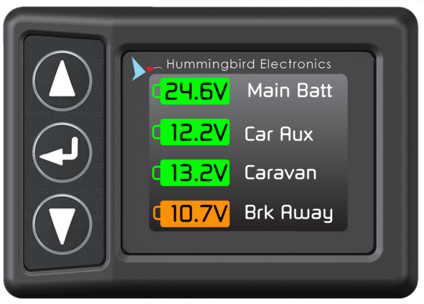 Hummingbird RF Battery Monitor with 3x Receivers